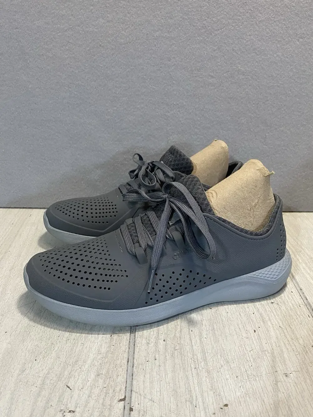 Crocs 204967 LiteRide Pacer Mens Gray WP Lace Up Comfort Sneaker Size 8